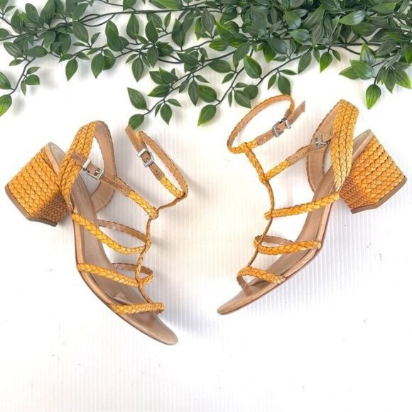 SCHUTZ Rosalia Strappy Block-Heel Sandals 9 - Picture 1 of 10